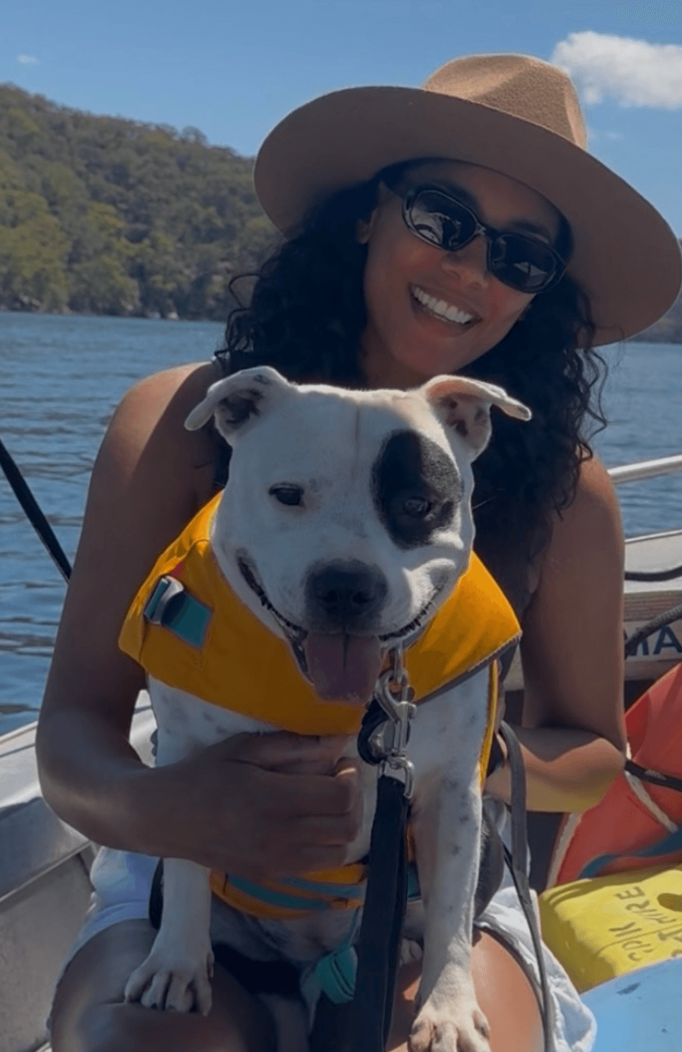 Rachael with her dog on a sunny day